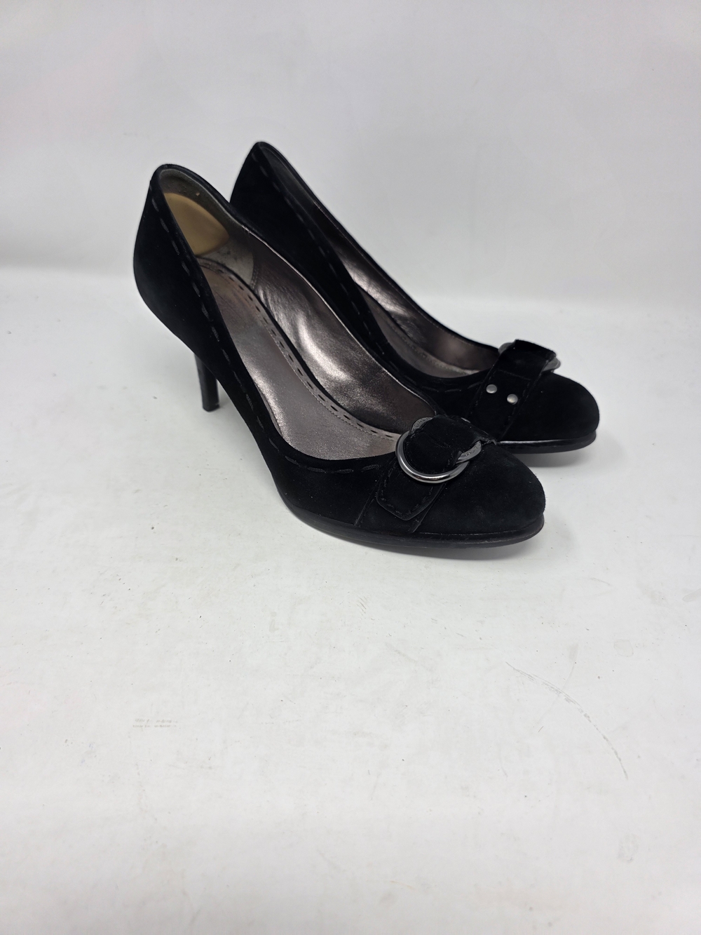 Coach Dinah Black Suede Ring Buckle Pumps Heels Size 8.5 B A3575